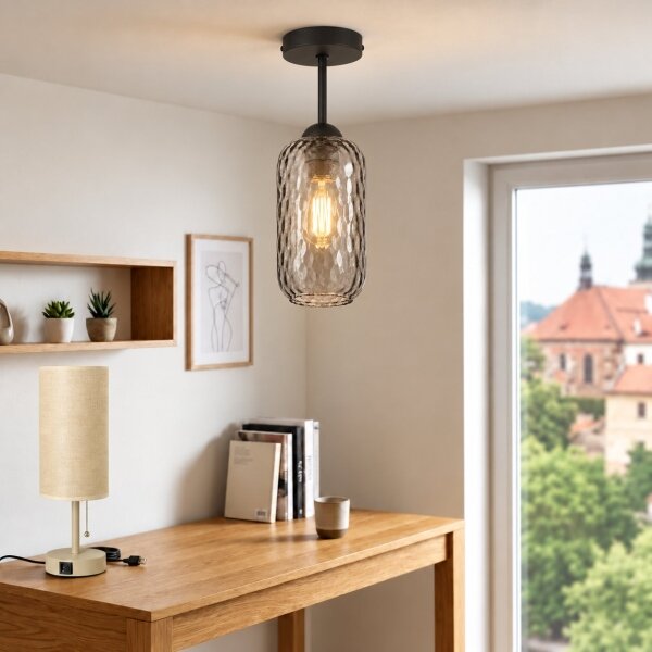 BRILAGI - LED Prisadený luster R GLASS 1xE27/60W/230V pr. 14 cm čierna/dymovo sivá