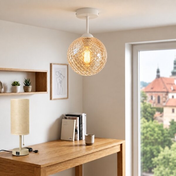 BRILAGI - LED Prisadený luster R GLASS 1xE27/60W/230V pr. 17cm biela/dymová béžová
