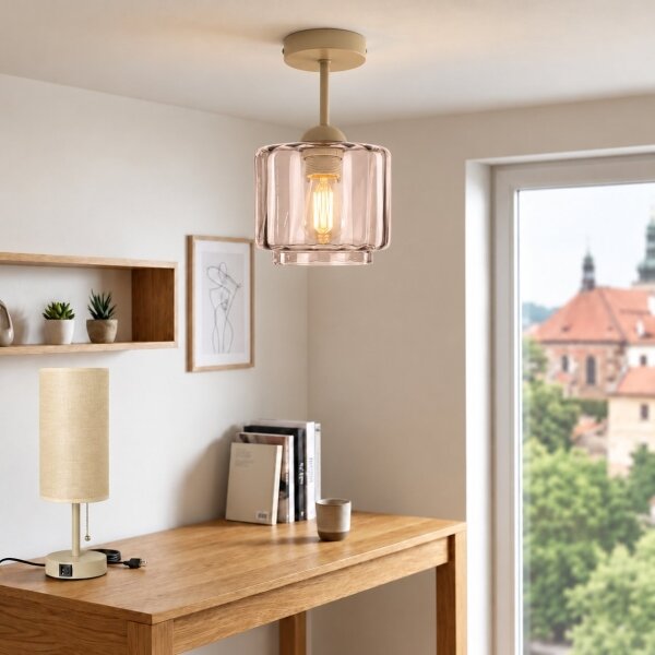 BRILAGI - LED Prisadený luster R GLASS 1xE27/60W/230V pr. 15cm béžová/dymová béžová