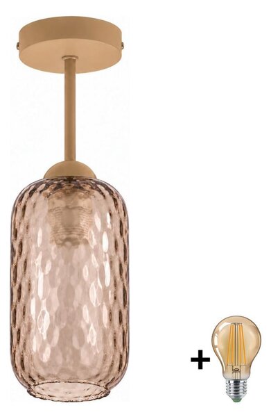 BRILAGI - LED Prisadený luster R GLASS 1xE27/60W/230V pr. 14 cm béžová/dymová hnedá
