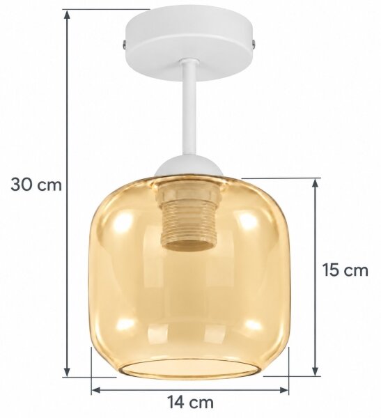 BRILAGI - LED Prisadený luster R GLASS 1xE27/60W/230V pr. 14cm biela/dymovo-béžová