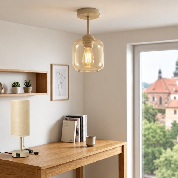 BRILAGI - LED Prisadený luster R GLASS 1xE27/60W/230V pr. 14cm béžová/dymová béžová
