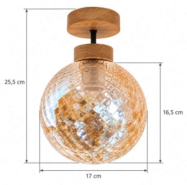 BRILAGI - LED Prísadený luster R GLASS 1xE27/60W/230V pr. 17cm dub/dymová béžová