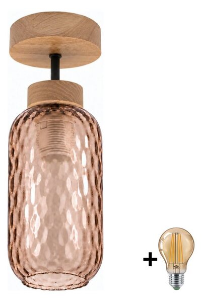 BRILAGI - LED Prisadený luster R GLASS 1xE27/60W/230V priemer 14 cm dub/dymová hnedá