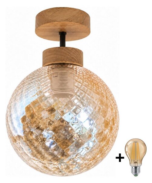 BRILAGI - LED Prísadený luster R GLASS 1xE27/60W/230V pr. 17cm dub/dymová béžová