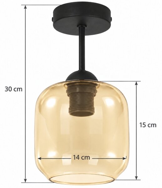BRILAGI - LED Prisadený luster R GLASS 1xE27/60W/230V pr. 14cm čierna/dymová béžová
