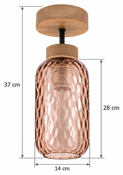 BRILAGI - LED Prisadený luster R GLASS 1xE27/60W/230V priemer 14 cm dub/dymová hnedá