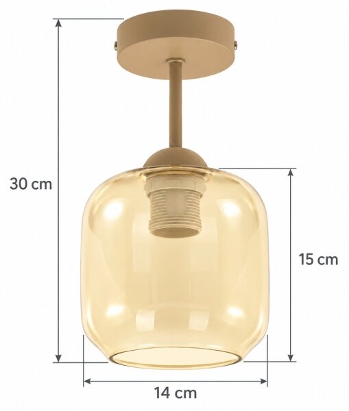 BRILAGI - LED Prisadený luster R GLASS 1xE27/60W/230V pr. 14cm béžová/dymová béžová