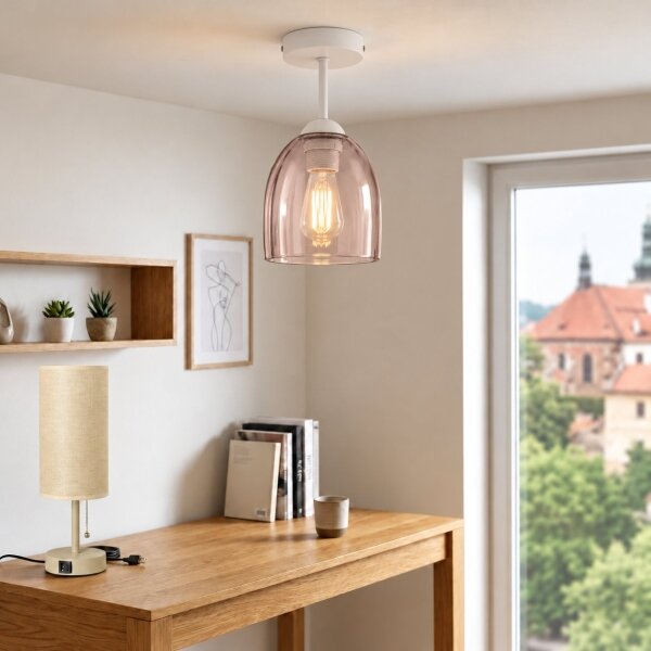 BRILAGI - LED Prisadený luster R GLASS 1xE27/60W/230V pr. 17cm biela/dymovo-béžová