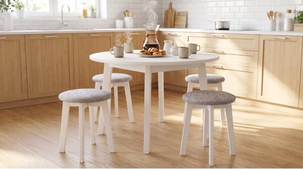 Taburet KUBE priemer 36 cm biela/krémová