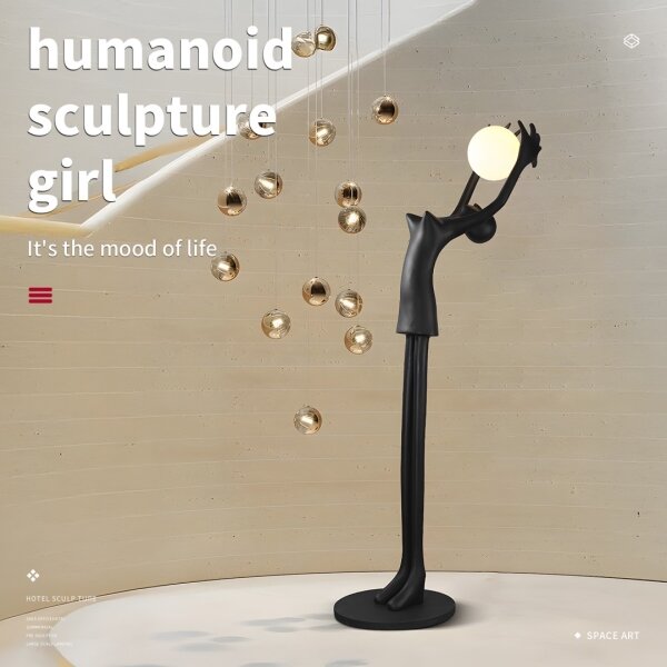 Immax 08812XL - Stojacia lampa SILUETTE 1xE27/25W/230V 210 cm Human Girl