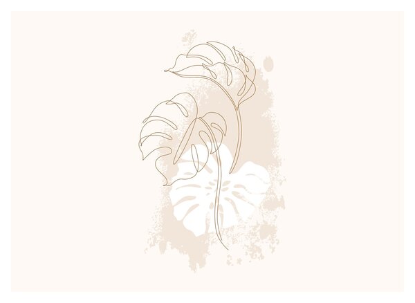 Sklenený obraz - Line art monstera N⁰1 (70x50 cm)