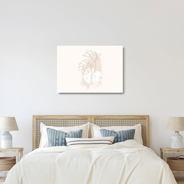 Sklenený obraz - Line art monstera N⁰1 (70x50 cm)
