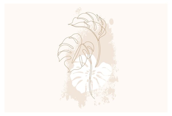 Obraz - Line art monstera N⁰1 (90x60 cm)