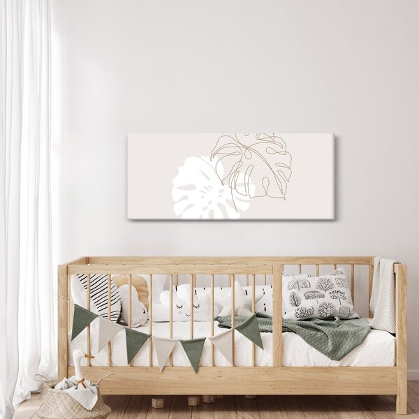 Obraz - Line art monstera N⁰2 (120x50 cm)