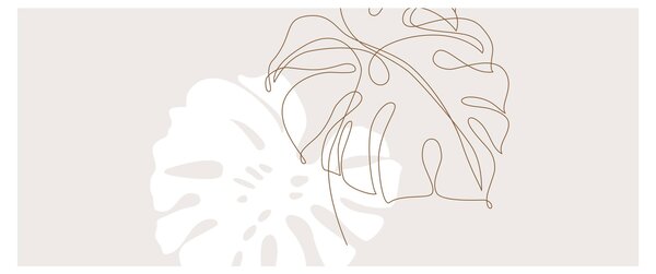 Obraz - Line art monstera N⁰2 (120x50 cm)