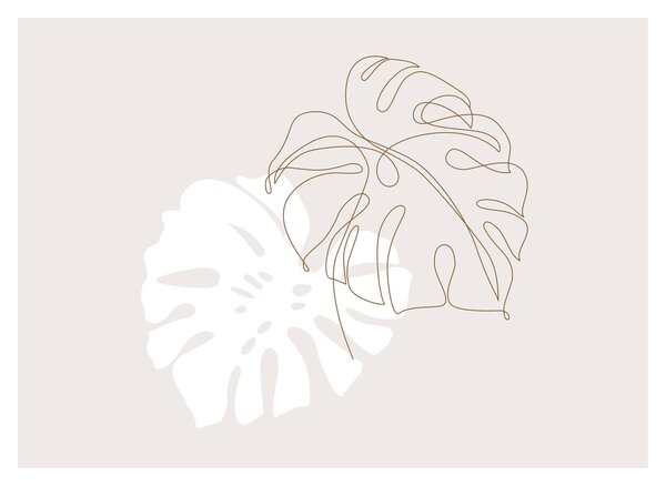 Sklenený obraz - Line art monstera N⁰2 (70x50 cm)