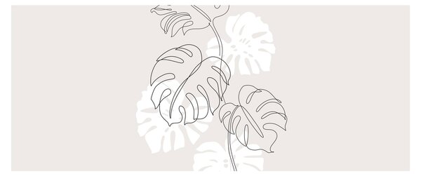 Obraz - Line art monstera N⁰3 (120x50 cm)
