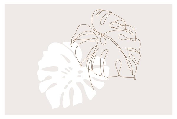 Obraz - Line art monstera N⁰2 (90x60 cm)