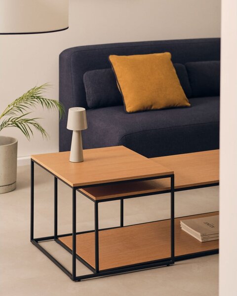 Okrúhle konferenčné stolíky s doskou v dubovom dekore v prírodnej farbe v súprave 2 ks 50x100 cm Yoana – Kave Home