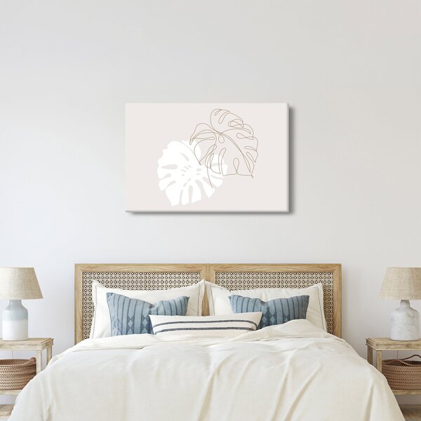 Obraz - Line art monstera N⁰2 (90x60 cm)