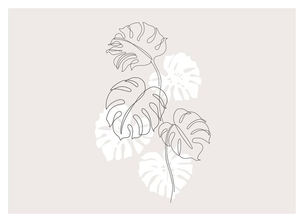 Sklenený obraz - Line art monstera N⁰3 (70x50 cm)