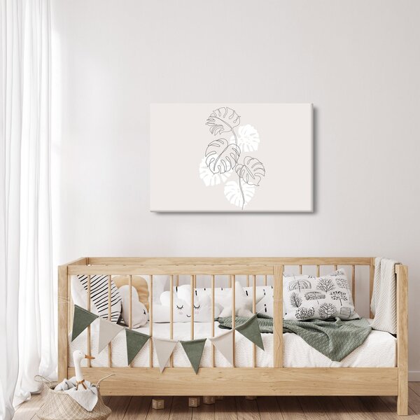 Obraz - Line art monstera N⁰3 (90x60 cm)