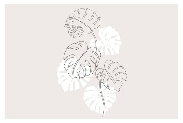Obraz - Line art monstera N⁰3 (90x60 cm)