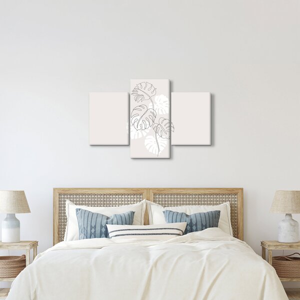 Obraz - Line art monstera N⁰3 (90x60 cm)