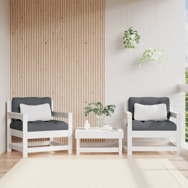 Záhradné stoličky 2 ks biele borovicový masív