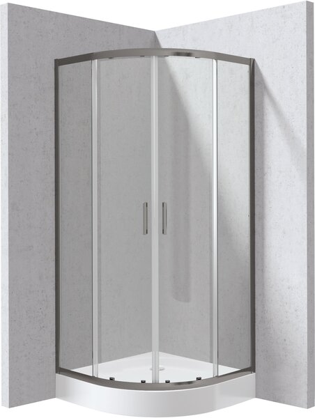 Deante Štvrťkruhový sprchovací kút Funkia Evo 80x80 cm - KYPZD088P, titán + sprchová vanička biela