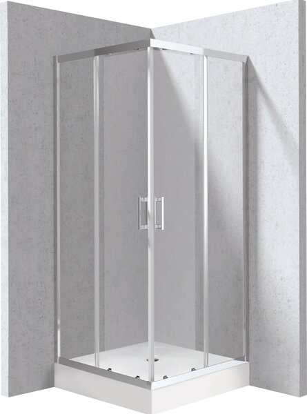 Deante Štvorcový sprchovací kút Funkia Evo 80x80 cm - KYCZ0088P, chróm + sprchová vanička biela