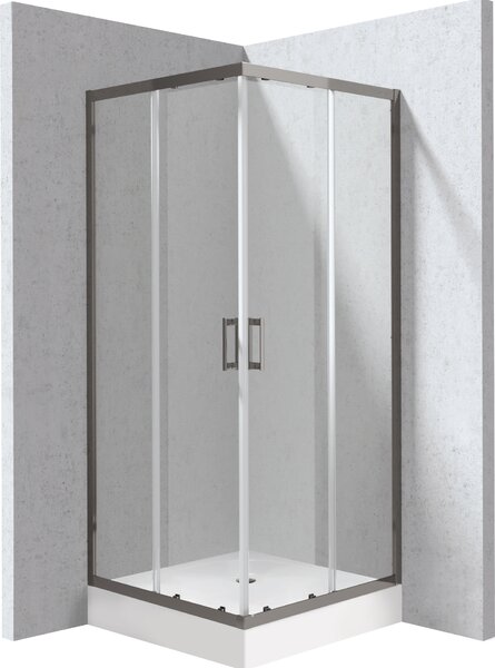 Deante Štvorcový sprchový kút Funkia Evo 80x80 cm - KYCZD088P, titán + sprchová vanička biela