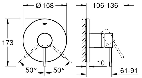 GROHE Essence Professional - Páková sprchová batéria pod omietku, chróm 24168001
