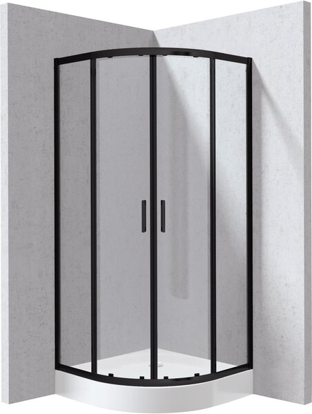 Deante Štvorcový sprchový kút Funkia Evo 90x90 cm - KYPZN099P, čierna matná + sprchová vanička biela