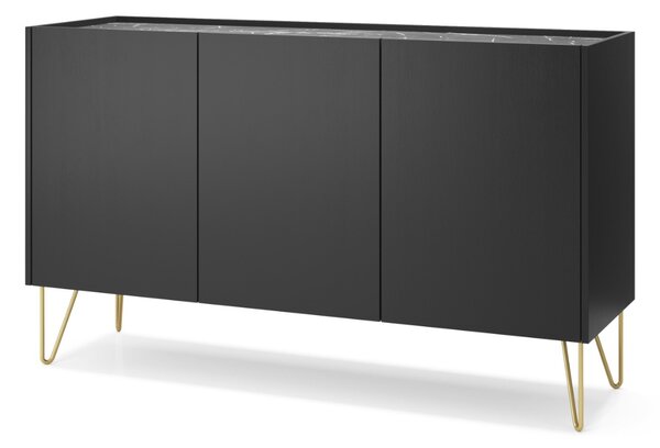 KOMODA EDEN ČIERNOŠEDÁ + MRAMOR 144 cm