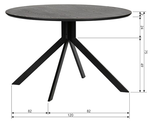 MUZZA Jedálenský stôl sonny ø 120 cm čierna