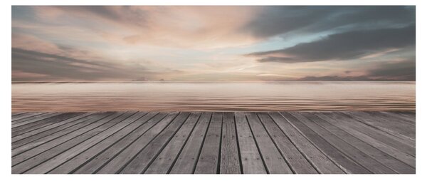 Obraz - Mólo pri západe slnka (120x50 cm)