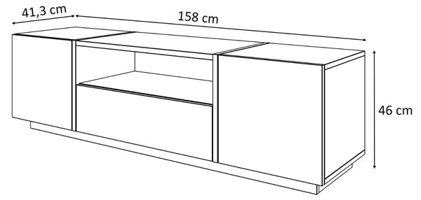 TV STOLÍK SANTINO DUB FLAGSTAFF + ČIERNY 158 cm