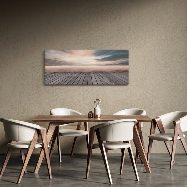 Obraz - Mólo pri západe slnka (120x50 cm)