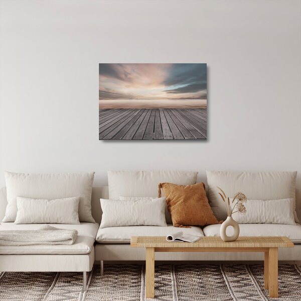 Sklenený obraz - Mólo pri západe slnka (70x50 cm)