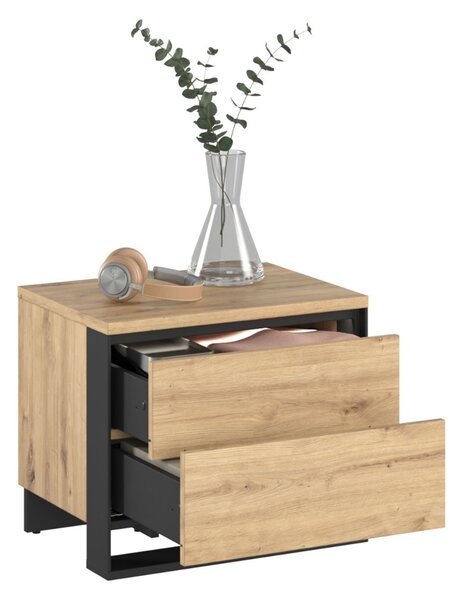 NOČNÝ STOLÍK MAXIMO DUB ARTISAN / ČIERNY + LED