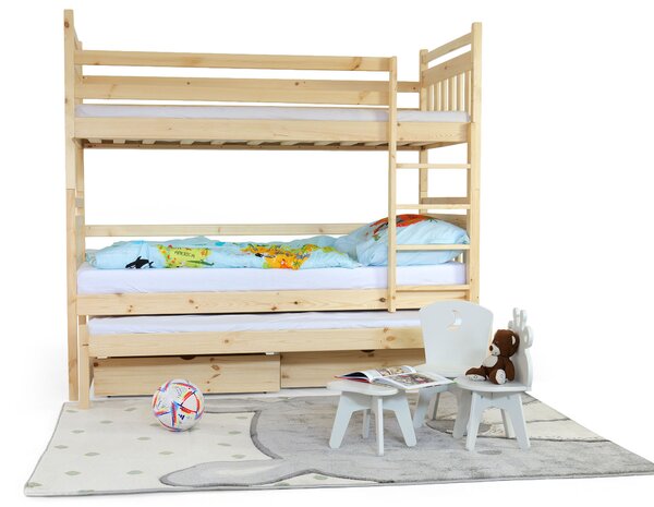 Wilsondo Poschodová posteľ s prístelkou Petra 5 - prírodná Rozmer: 180x80