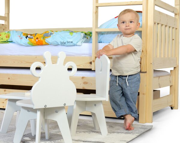 Wilsondo Poschodová posteľ s prístelkou Petra 5 - prírodná Rozmer: 180x80