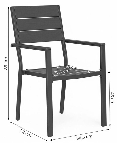MultiGarden Sada 2 záhradných stoličiek - oceľ HDPE sivá MultiGarden