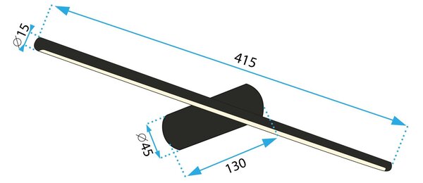 Toolight Toolight, LED nástenné svietidlo 40cm 6W 4000K APP1341-W, čierna, OSW-02431