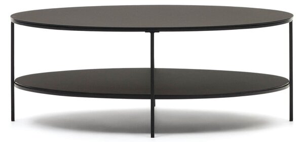 Čierny konferenčný stolík so sklenenou doskou 65x110 cm Fideia – Kave Home