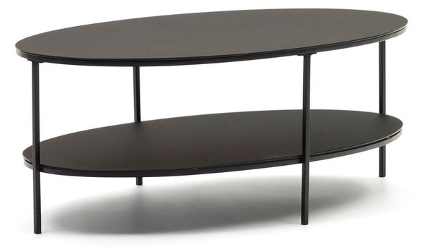 Čierny konferenčný stolík so sklenenou doskou 65x110 cm Fideia – Kave Home