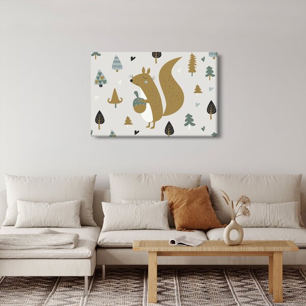 Obraz - Veverička s orieškom (90x60 cm)