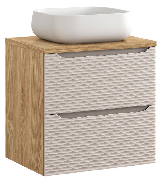 Comad Kúpeľňová skrinka s doskovým umývadlom Ocean Beige 60 béžová/dub olejovaný